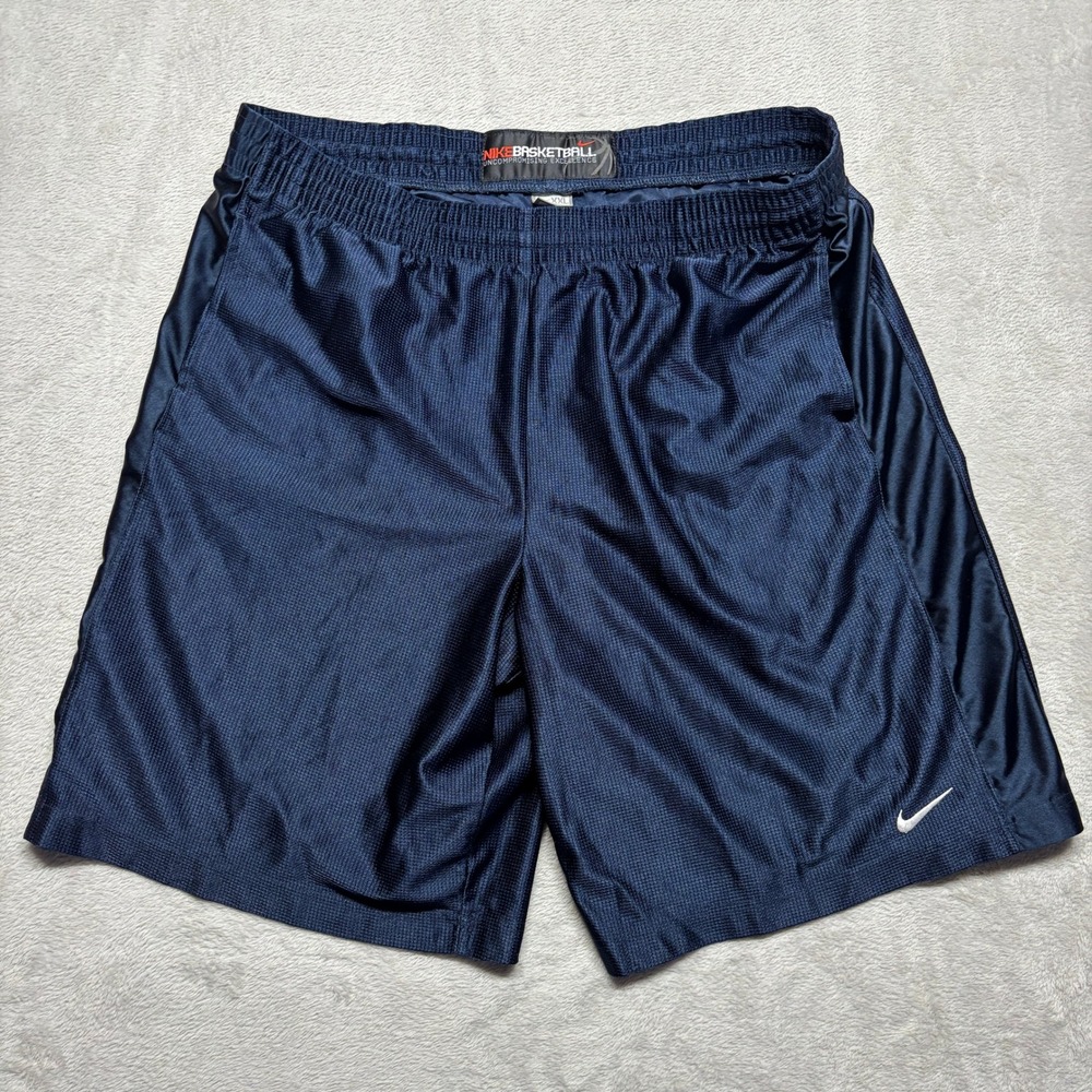 VTG Nike Basketball Dazzle Shorts Mens XXL Blue Mesh Athletic Gym Silky Y2K RARE